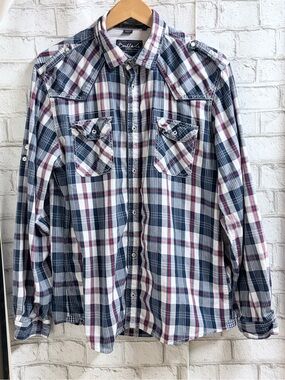 Buffalo David Bitton Men’s Western Plaid Button Down Shirt